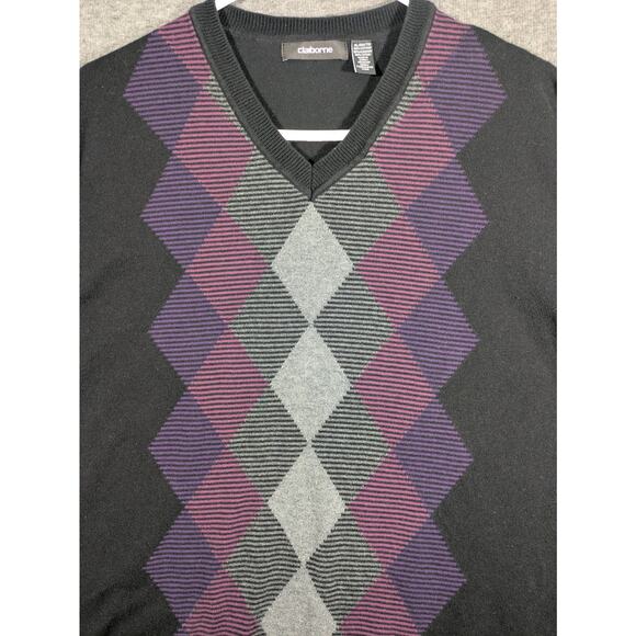 Liz Claiborne Women's‎ Argyle Purple Grey 100% Cotton Pullover Sweater Size XL - Picture 2 of 7